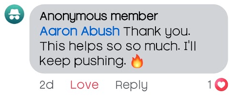 Community testimonial screenshot 17