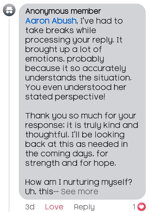 Community testimonial screenshot 28
